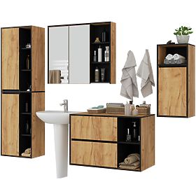 SET HÄNGENDER BADEZIMMERMÖBEL VAMI EICHE CRAFT / SCHWARZ