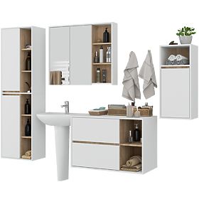 SET HÄNGENDER BADEZIMMERMÖBEL VAMI WEISS / SONOMA EICHE