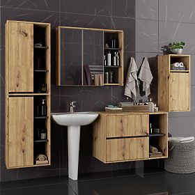 SET HÄNGENDES BADEZIMMERMÖBEL VAMI EICHE ARTISAN / GRAFIT GRAU