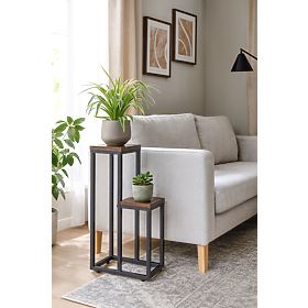 Stehender Blumenständer mit 2 Regalen im Loft-Stil von ModernHome