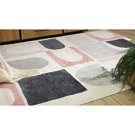 Teppich FUSION 0213 weiß / dunkelrosa - Geometrisch, modern, abstrakt