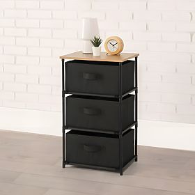 Textilschrank Regal Organizer mit herausnehmbaren Körben 3 Ebenen Loft Schwarz ModernHome