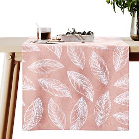 Tischläufer CALM Farbe pudrig rosa bedrucktes Pflanzenmotiv klassischer Stil 40x140 ameliahome
