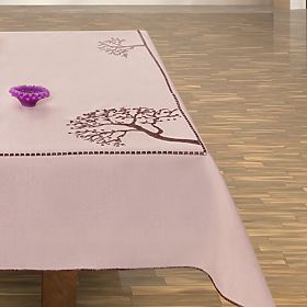 Tischläufer OLD COLLECTIONS Farbe Beige besticktes Pflanzenmotiv 30x45 Decor Tephani