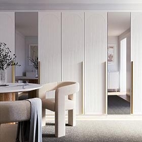 Tür für Schrank Neroli, 45,6 cm, gebogene Rillen, weiß, links, lectus