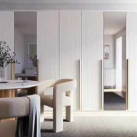 Tür für Schrank Neroli, 45,6 cm, gebogene Rillen, weiß, rechts, lectus