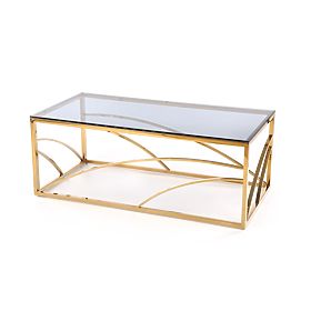 UNIVERSE Couchtisch, Gestell - gold, Glas - rauchig (1p=1Stk)