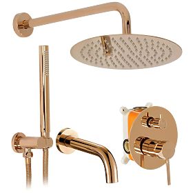 Unterputz-Badewannen-Duschset Rea Lungo Kupfer + BOX