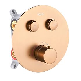 Unterputz-Duschset mit Thermostat LUNGO Gebürstetes Kupfer + BOX, Rea