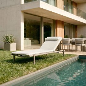 Verstellbare Gartenliege Amarello, Aluminium, hellbeige/beigegrau