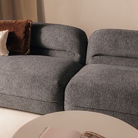 Vier-Sitzer Sofa für das Wohnzimmer Luvio grau, runde Formen