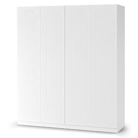 Viertüriger Schrank Neroli, gerillt im Bogen, weiß, lectus