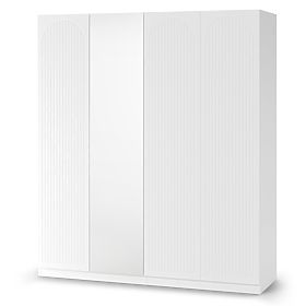 Viertüriger Schrank Neroli, Rillen im Bogen/Spiegel, weiß, lectus