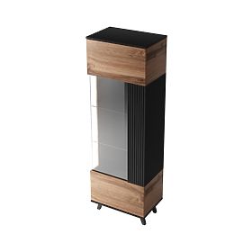 Vitrine RANDOM W-1 - Wotan Eiche/Schwarz, Halmar