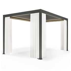 Vorhang 372,5 cm für die Seite der Pergola 4 m, weiß