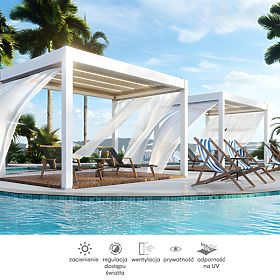 Vorhang 372,5 cm für die Seite der Pergola 4 m, weiß