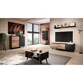 Wandregal RANDOM P-1 - Wotan Eiche/Schwarz, Halmar