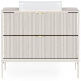 Waschtischunterschrank Livia 80 cm, kaschmirfarben, Metallfüße, gerillt